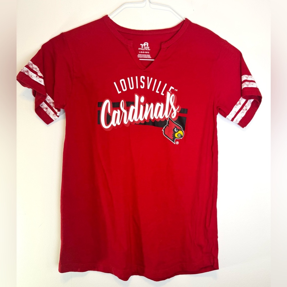 UofL Louisville Cardinals Red Short Sleeve T-Shirt Girls Juniors Large 10/12